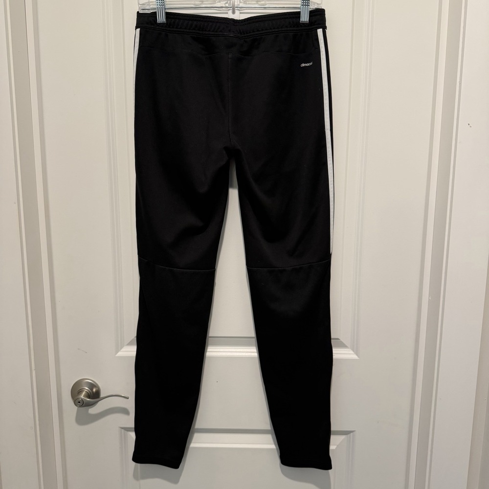 Women's Adidas Track Pants Joggers Black White Stripe‎ Ankle Zip Climacool Sz M
